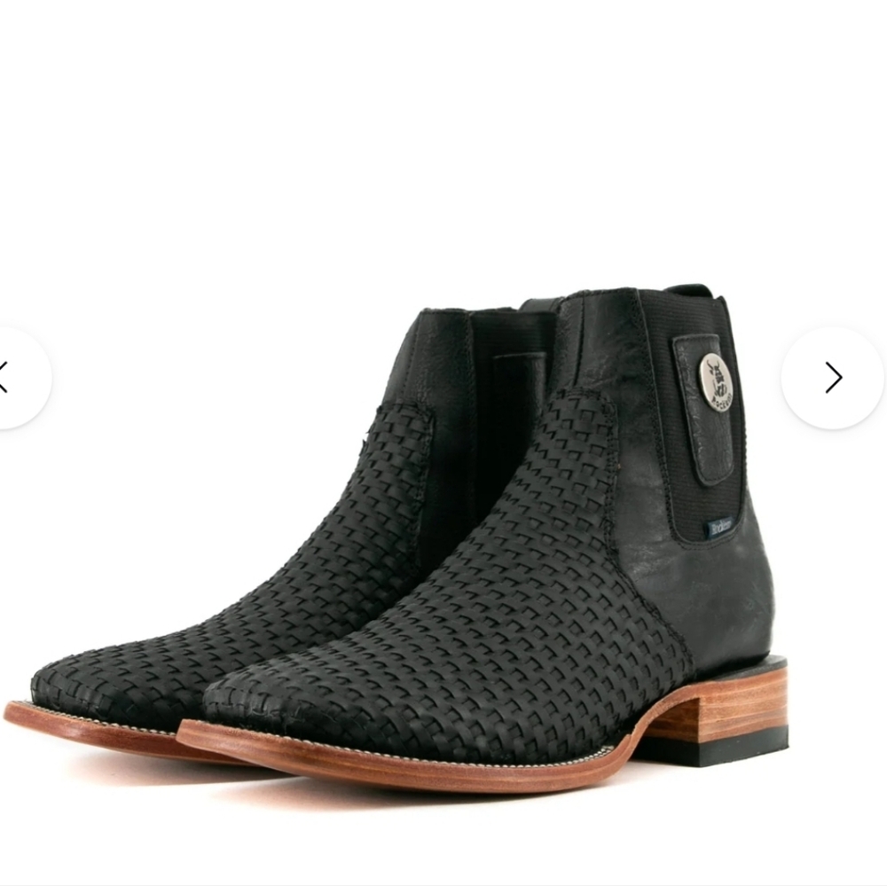 NIB Rock Em France Square Toe Men Ankle Boot - Black - 6